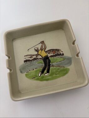 Vintage Otagiri Golf Ashtray Dad Trinket Japan Heavy Ceramic Dish Office Desk
